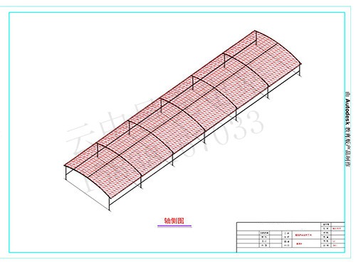 電動車膜結(jié)構(gòu)充電車棚軸側(cè)圖